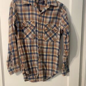 VINTAGE Levi's Casual Blue and Tan Plaid Shirt